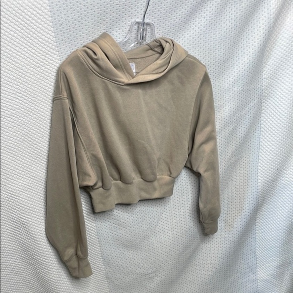 Refuge Tan Cropped Hoodie Sweater